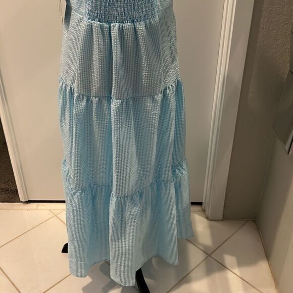 Maison Tara Baby Blue Gingham Dress - Picture 6 of 7